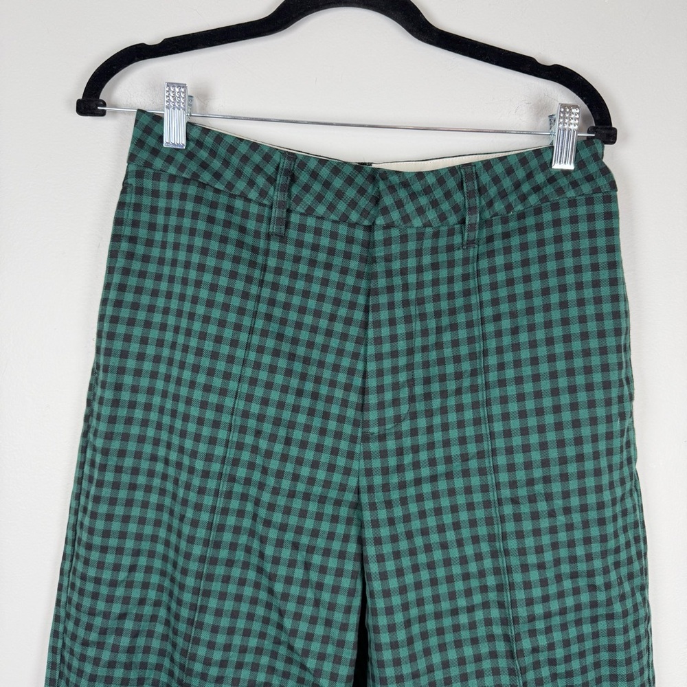 Brixton Green Plaid Checkered Retro Ankle Trousers Crop Work Pant Preppy Size 26 - Picture 3 of 11